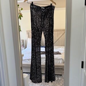 Zara Black Sequin Flare Pants